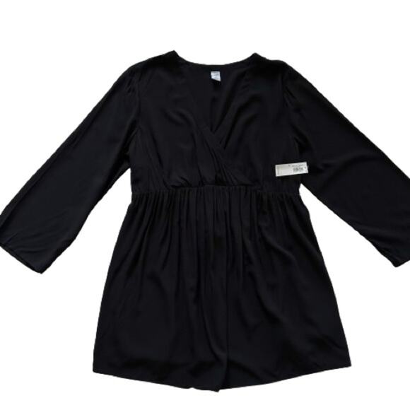 Old Navy Maternity Black V-Neck 3/4 Sleeve Tie Waist Blouse Top Size Medium NEW - Picture 9 of 12